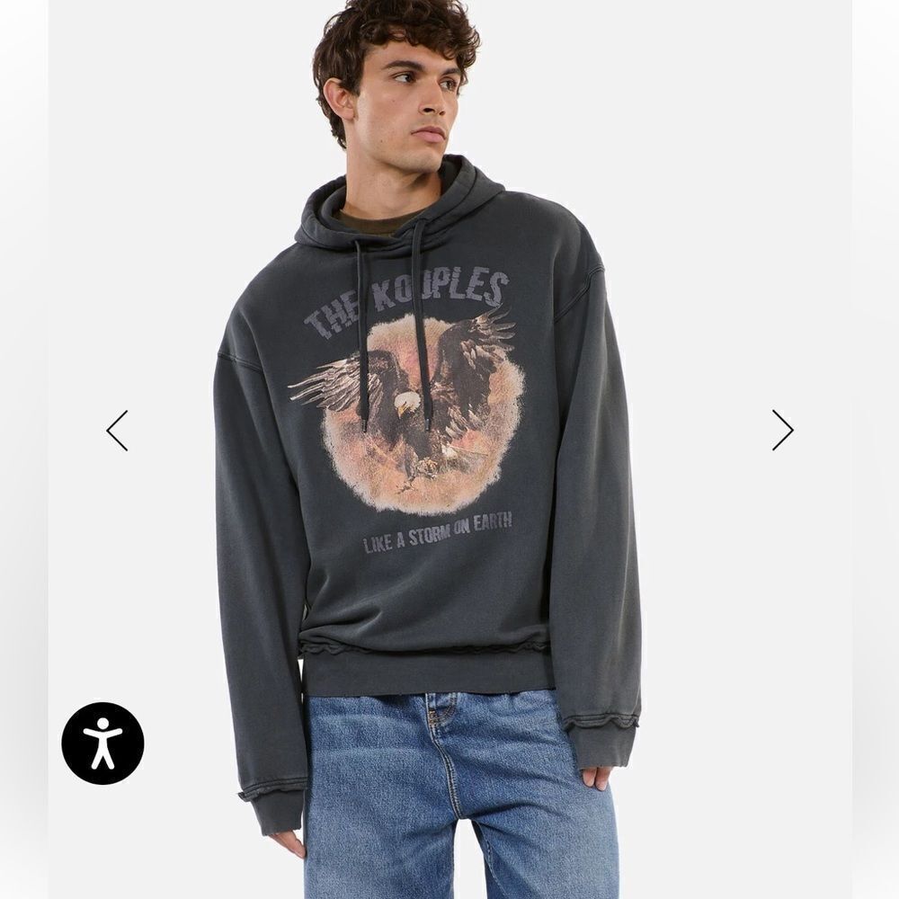 $325 Black hoodie with serigraphyl The Kooples Sweatshirt Man Large NWT